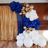 Royal Blue and Gold Balloons Garland Arch Kit, 162pcs Royal Blue White