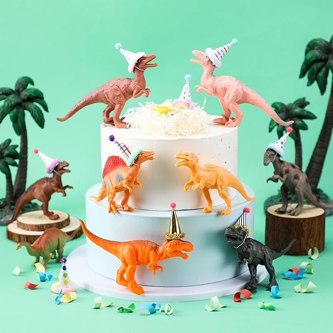 18 Pcs Dinosaur Birthday Party Decorations Animal Cake Toppers Mini