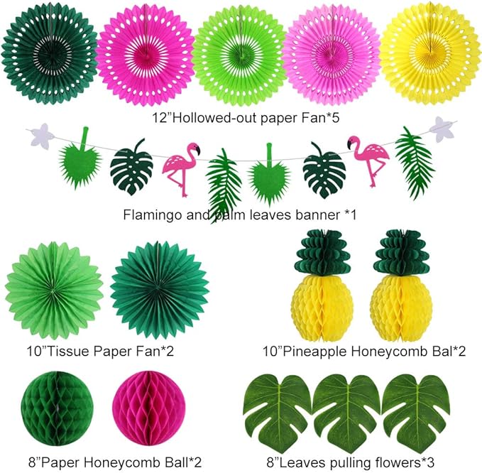 Hawaiian Party Decorations Tropical Birthday Party Supplies Flamingo