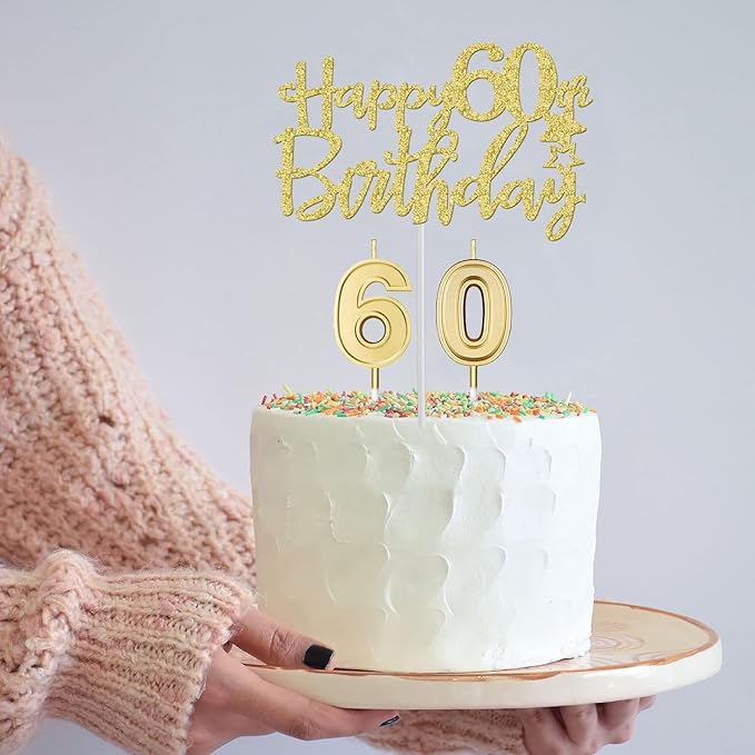 60th Birthday Decorations for Women Gold with 60th Birthday Sash and