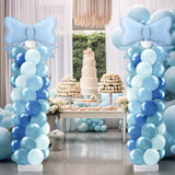 Kasyat Dusty Blue Bow Balloon Column Stand Kit Retro Baby Blue Balloon