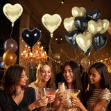 Black Gold Foil Heart Balloons, 18 Inch 10 Pcs Light Gold and Black