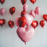 Pink Red Heart Balloons, 19PCS Light Pink and Red Heart Shape Balloon
