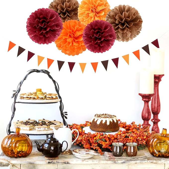 Boho Baby Shower Burgundy Brown Orange Party Decorations 23pcs