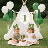 Wild One High Chair Banner Green Baby 1st Birthday Outfit Boy