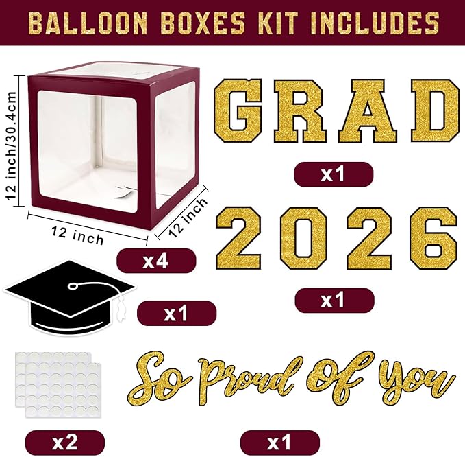 Graduation Decorations Class of 2026 - Maroon and Gold Graduation