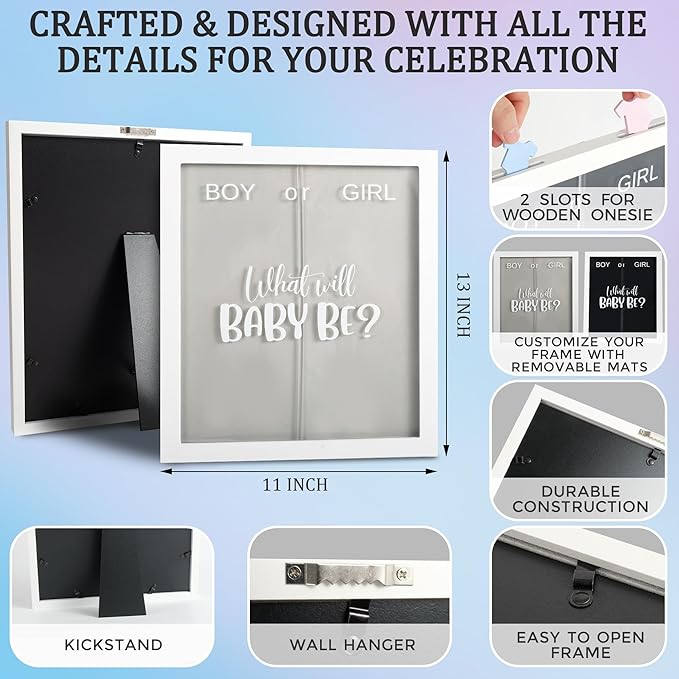 Gender Reveal Voting Board Game Wooden Frame Keepsake Baby Reveal