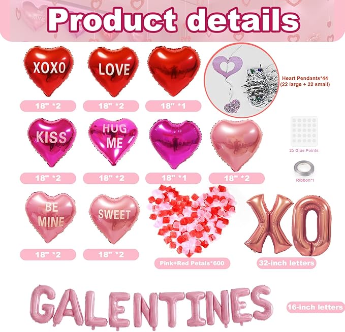 Happy Galentines Day Decorations for Party Supplies Heart Galentines #