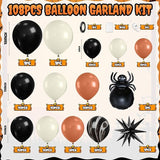 Halloween Balloon Arch Garland Kit Black Retro Orange White Black