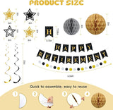 Happy Retirement Party Decorations for Men Women Black Gold Happy