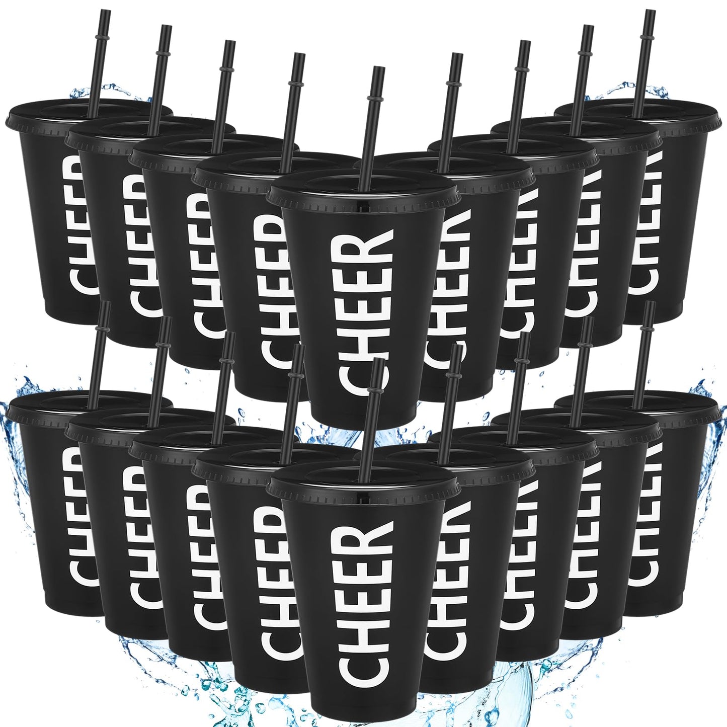 Domensi 20 Pcs Cheer Cup Gift Bulk for Team 16 oz Plastic Ballet Dance