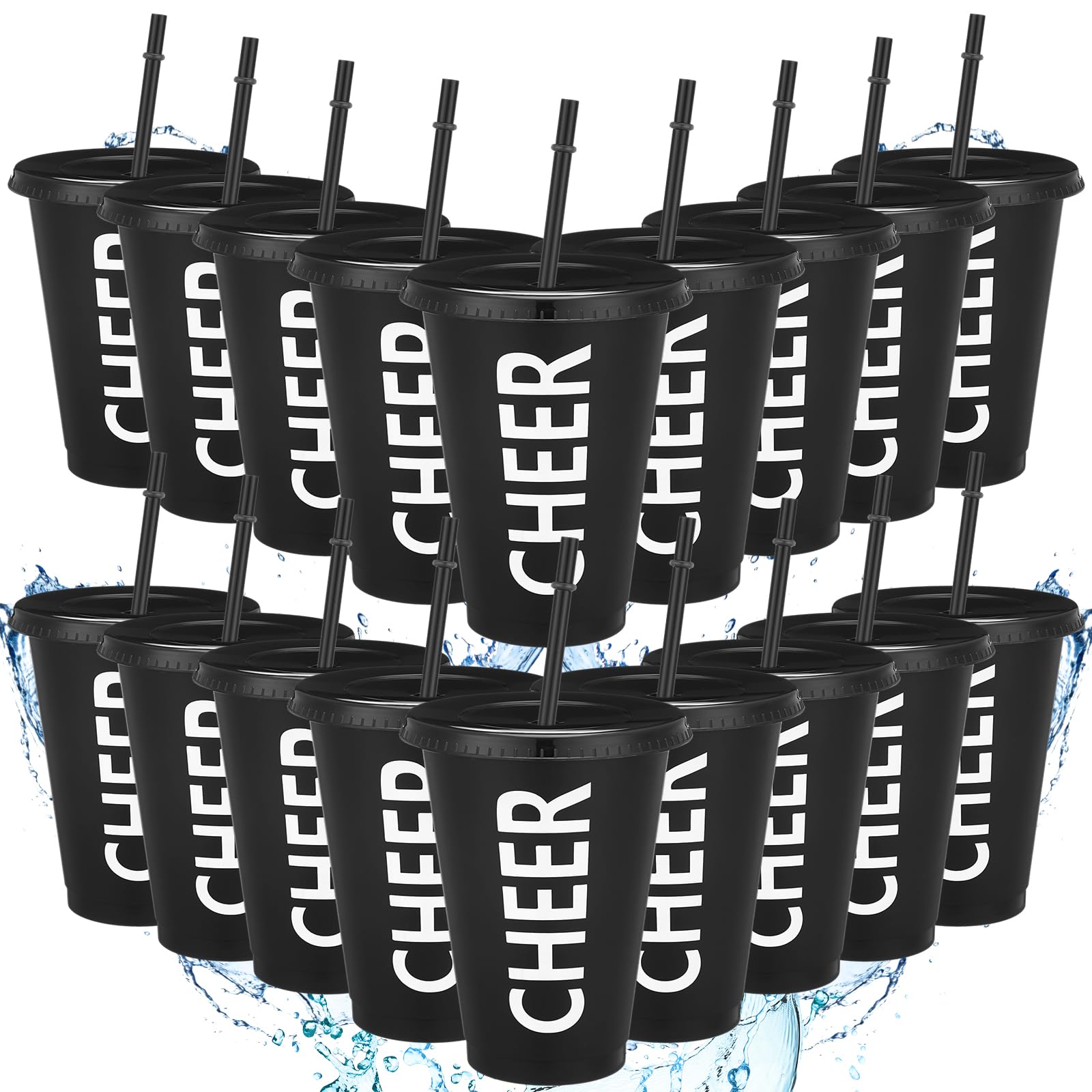 Domensi 20 Pcs Cheer Cup Gift Bulk for Team 16 oz Plastic Ballet Dance