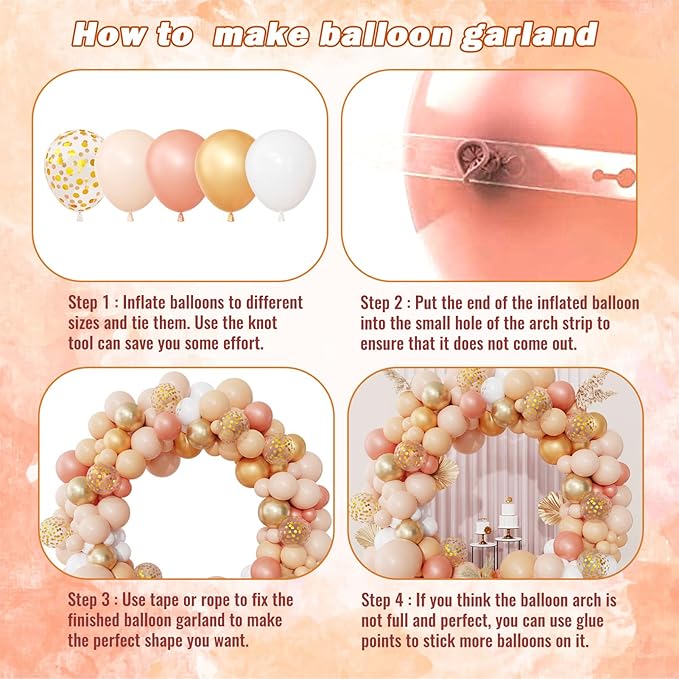 Ouddy Party Blush Balloons Arch Garland Kit, Different Sizes 12 10