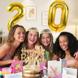20th Birthday Decorations for Women Gold with 20th Birthday Tiara