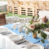 8Pack Disposable Plastic Tablecloths and Satin Table Runner Set White
