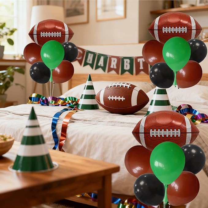 Football Game Day Balloon Stand Set Green Brown Black Football Theme