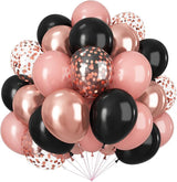 Black and Rose Gold Balloons, 60pcs 12Inch Black and Dusty Pink