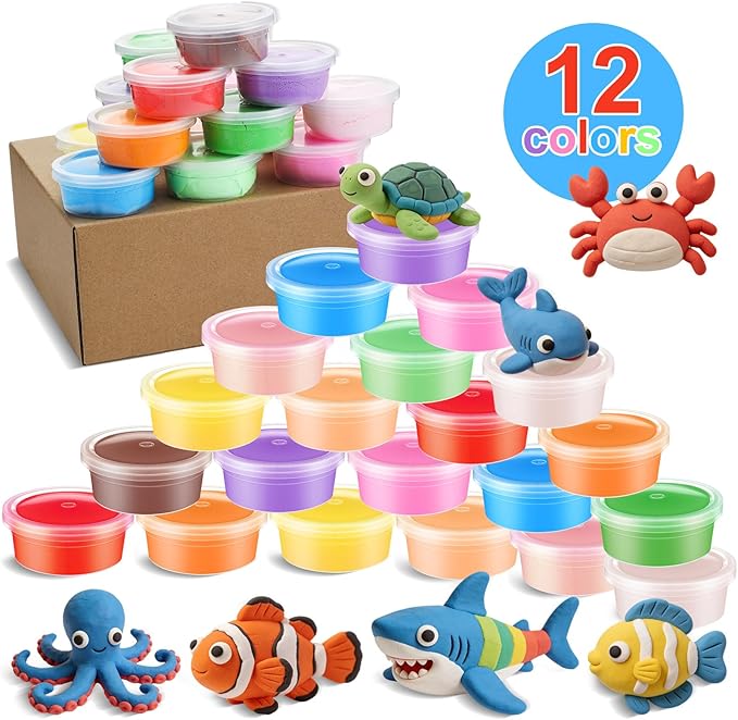 24 Set Under The Sea Party Favors for Kids Ocean Air Dry Modeling