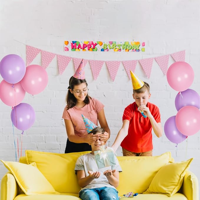 Pink and Purple Balloons 100 Pack 12 inch Light Pink Purple Latex