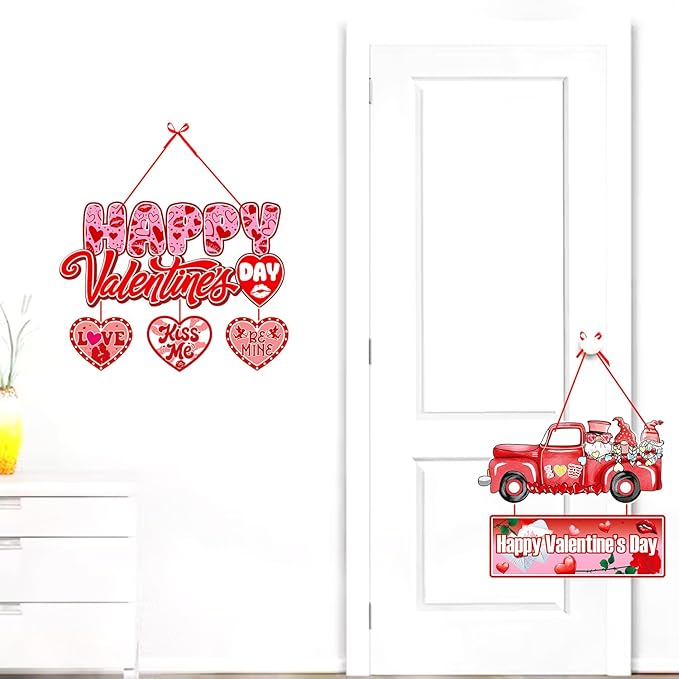 Pink Red Valentines Day Front Porch Door Hanger Decor 6pcs Love #2