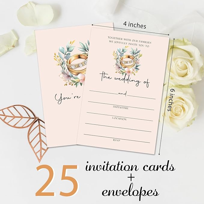 Ring Wedding Invitations, Wedding Shower Invites With Envelopes,