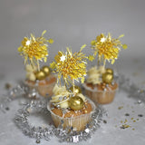 Gyufise 30Pcs Star Foil Firework Cupcake Toppers Sparkle Tinsel Cake