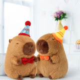 Ditucu Cute Capybara Plush with Happy Hat Red Bow Soft Capybara