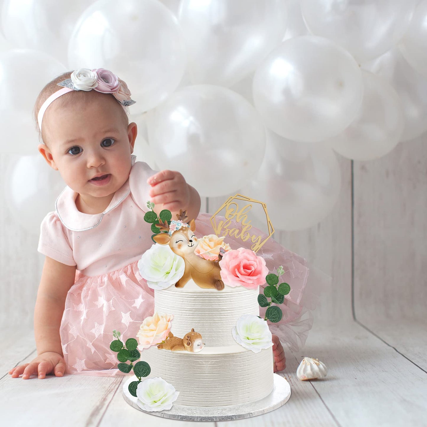 Taiyin Oh Baby Cake Toppers for Baby Shower Cute Deer Cake Toppers