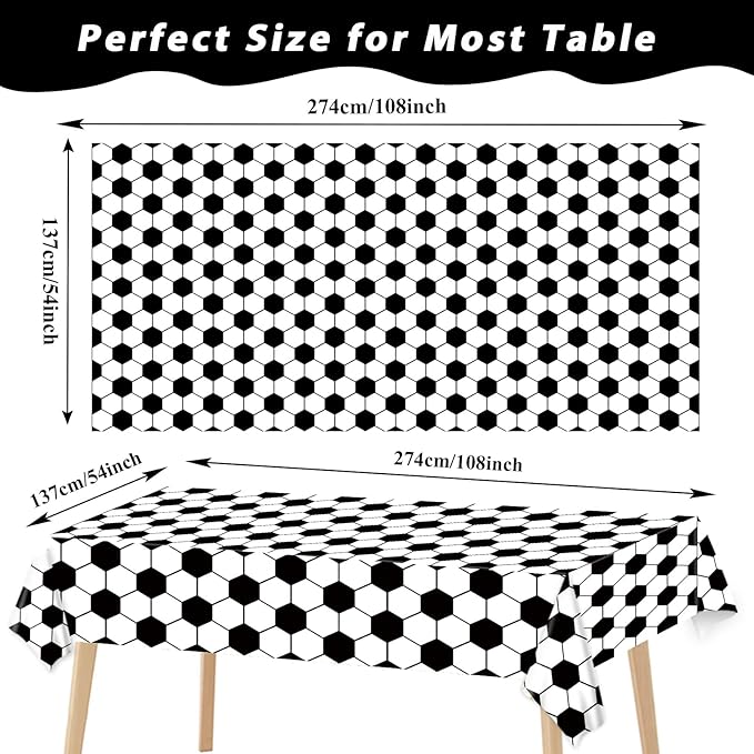 Tevxj 3 Pieces Soccer Party Tablecloths for Soccer Birthday