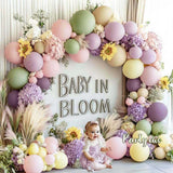 Purple Green Pink Balloon Arch Double Stuffed Dusty Green Lavender