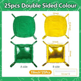 25PCS Christmas Balloons Green Gold Square Foil Balloon Wall
