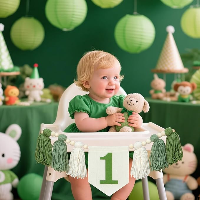 Green Wild One 1st Birthday High Chair Banner First Highchair Banner
