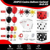 204Pcs Casino Balloon Garland Arch Kit Casino Theme Party