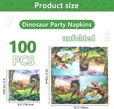 100pcs Dinosaur Napkins 13x13 Inches Disposable Dino Party