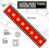 2 Pcs 13 x 72 Inch Movie Night Table Runner with Gold Star