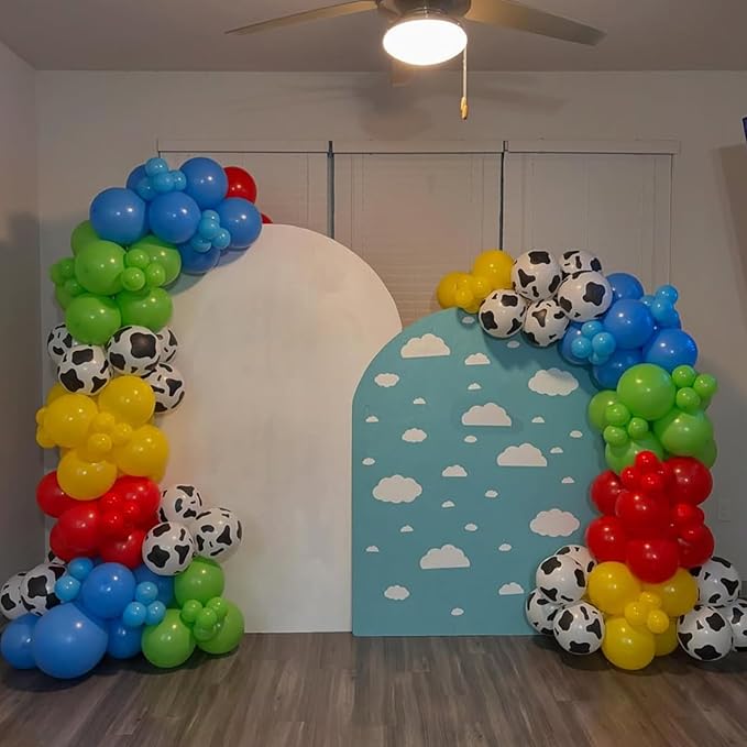 YMSZ Red Blue Green Yellow Latex Balloons, 67pcs 12 Inch Cow Print