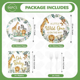96 Pcs Jungle Safari Baby Shower Decorations Disposable A Little