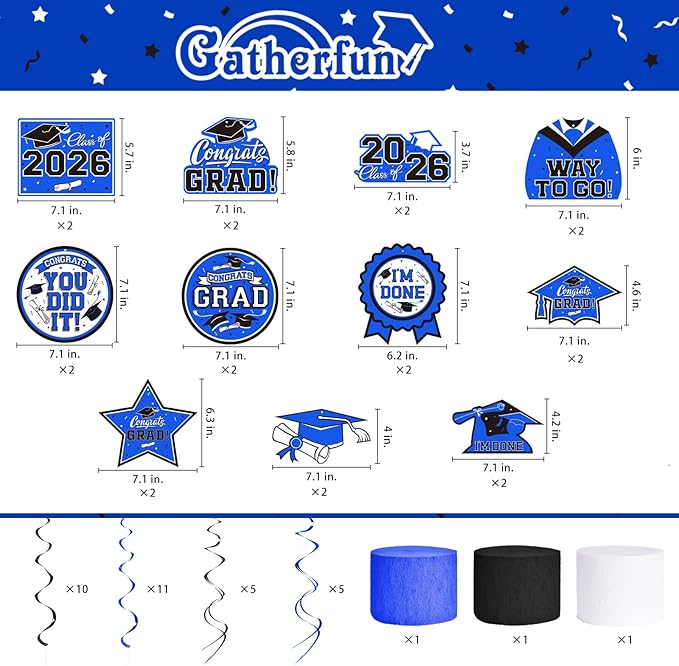 Graduation Decorations 2026 Set Congrats Grad Banner Class of 2026