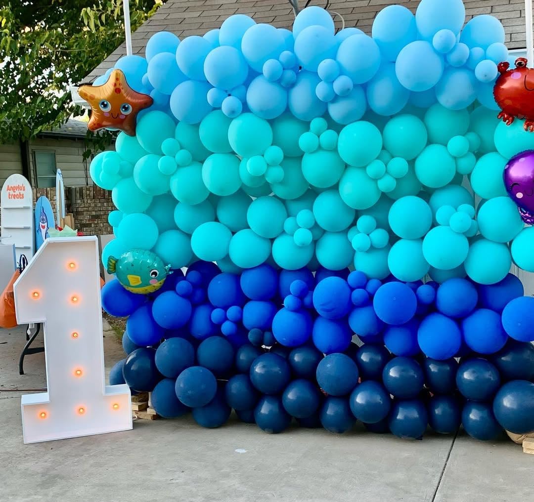 Teal Blue Clear Balloon, 60 Pcs 12 Inches Metallic Blue Cartoon Theme