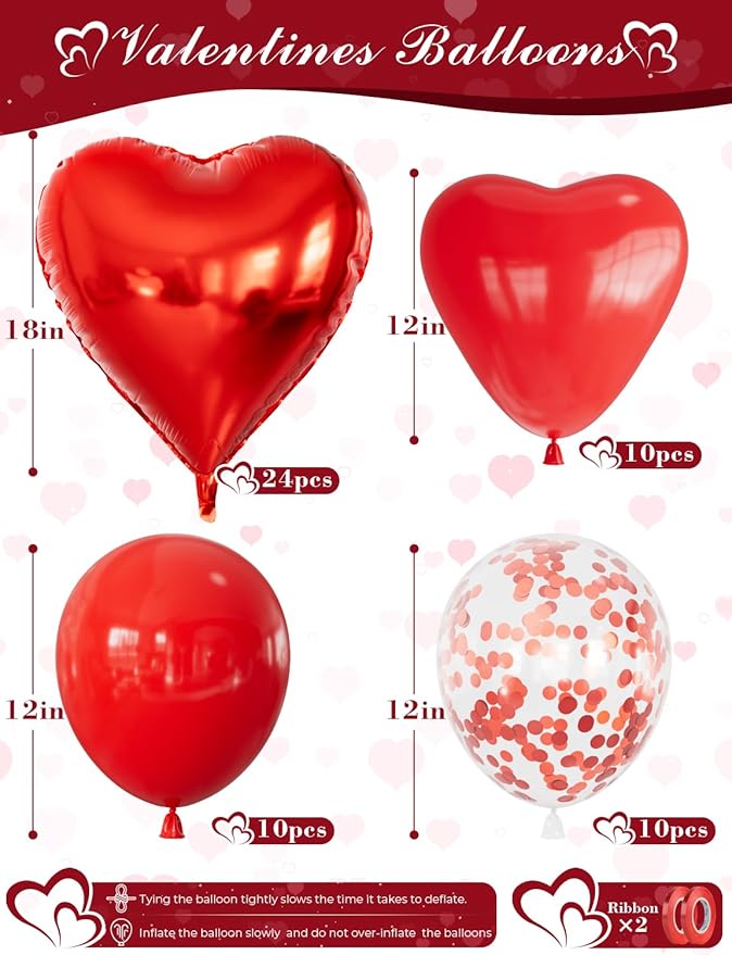 Valentines Day Decorations Set Red Heart Balloons with Love Balloon