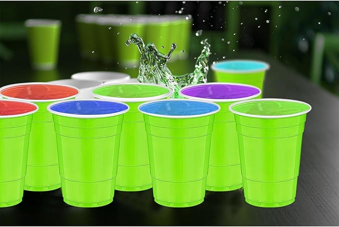 120 pcs 12 oz Fluorescent Green plastic cups St. Patrick's Day