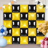 Black and Gold Square Foil Balloons 25 Pcs Metallic Black and Gold