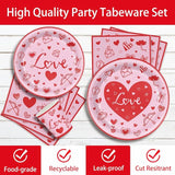 140Pcs Red Valentine's Day Party Decorations Envelope Heart Plates