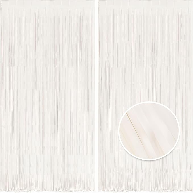 BRAVESHINE Party Streamers Backdrop - 2 Pack 3.2x8.2ft Pastel White