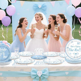 Grencian 96 Pcs Blue Bow Bridal Shower Decorations Blue Bow Bride to
