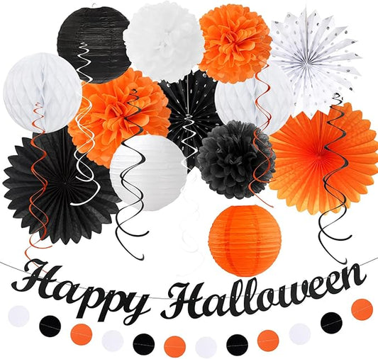 Black-White Orange Happy-Halloween Party-Decorations - 21pcs Birthday