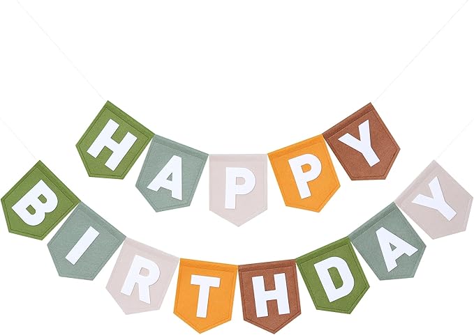 Wild One Felt Green Happy Birthday Banner Birthday Decorations for