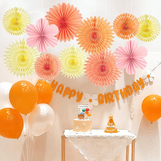 PAPER JAZZ Paper Flowers with Paper Fan Boho Hanging Decor Artificial