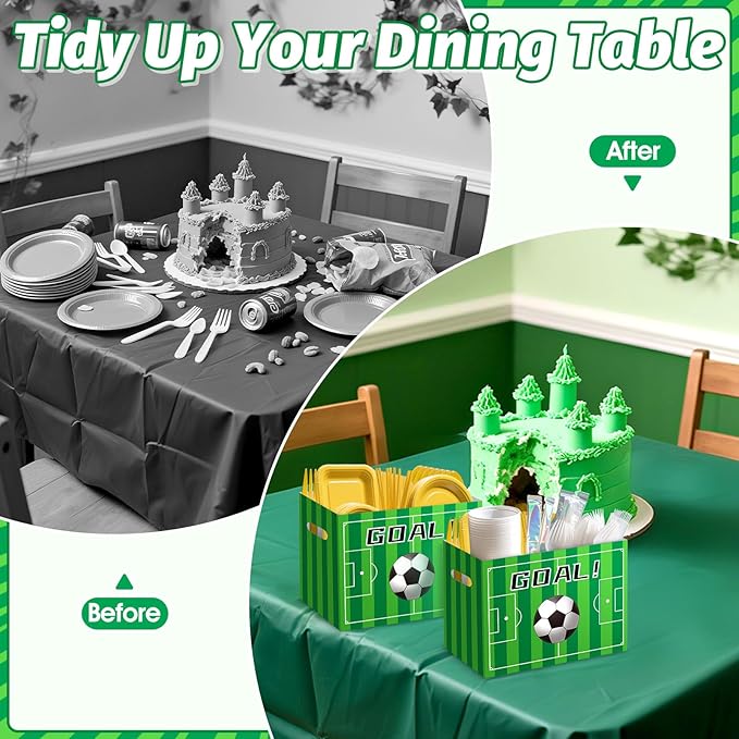 2PCS Soccer Utensil Holder Paper Utensil Caddy for Soccer Party