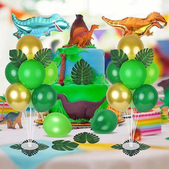6 Sets Jungle Safari Balloon Stand Kit for Table Gold Green Balloons